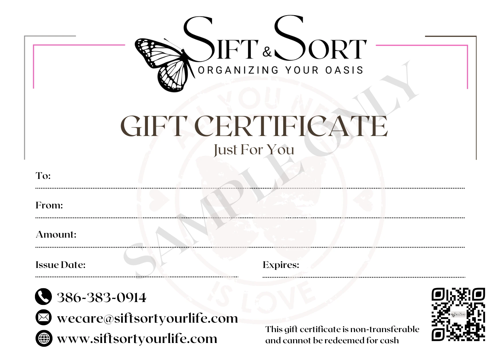 Sift & Sort gift certificate